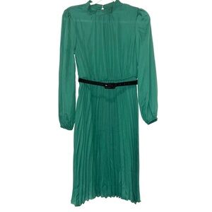 Elegant Green pleated belted Dress